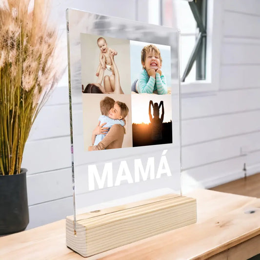 Placa de metacrilato personalizada, 4 fotos MAMÁ