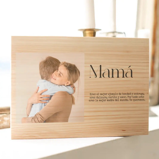 Portafotos en madera de haya, A5, mamá