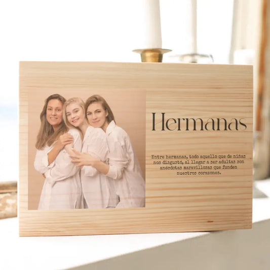 Portafotos en madera de haya, A5, hermanas