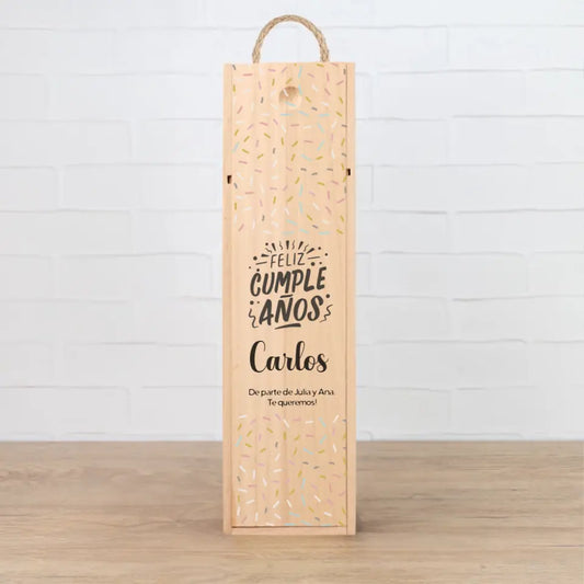 Caja de madera Feliz Cumpleaños personalizada