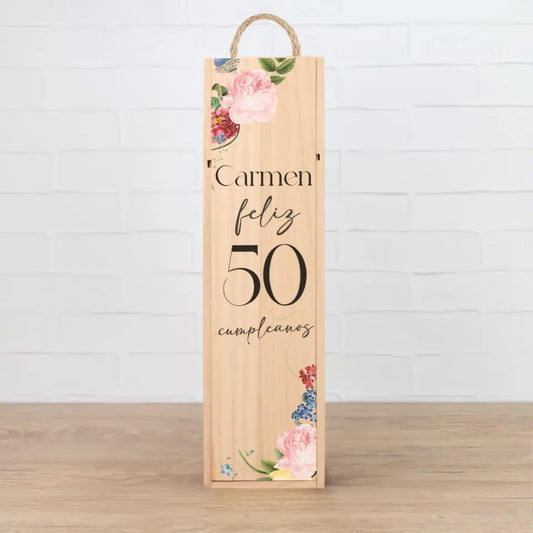 Caja de madera personalizada para cumpleaños, modelo botanical