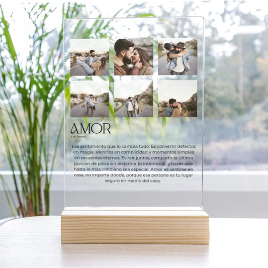 Placa metacrilato personalizada 6 fotos con significado palabra Amor