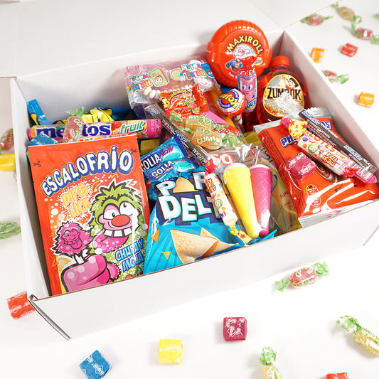 Caja golosinas y snacks vintage, modelo viejuno