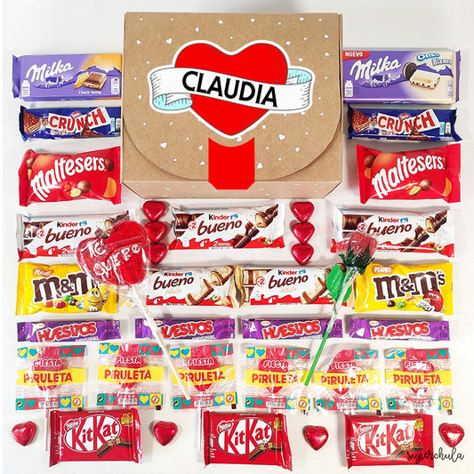 Choco Love XL, llena de una deliciosa selección de chocolates. Personalizada.