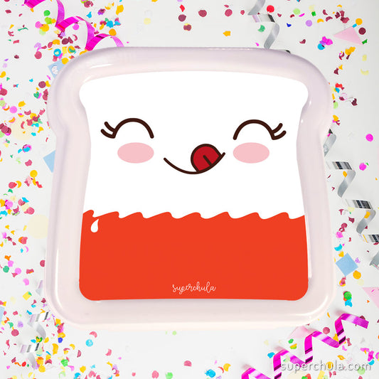 Sandwichera llena de chocolates, color blanco