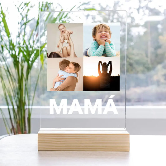 Placa de metacrilato personalizada, 4 fotos MAMÁ