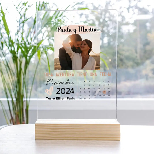 Placa metacrilato, fecha calendario