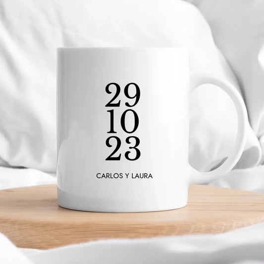 Taza personalizada fecha y nombres