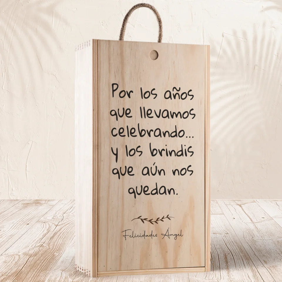 Caja para botellas de vino con frase personalizada