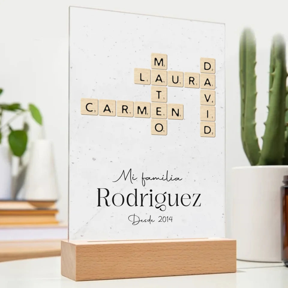 Placa de metacrilato Scrabble Familia