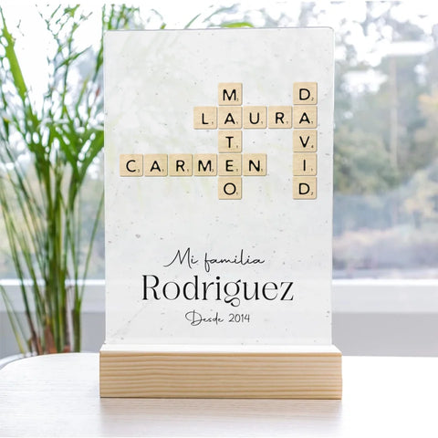 Placa de metacrilato Scrabble Familia