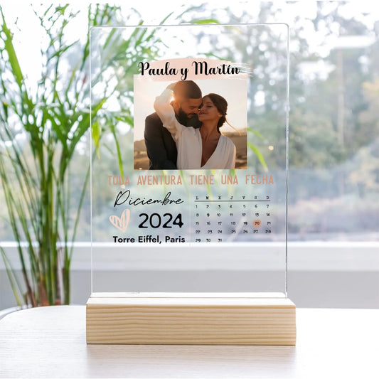 Placa metacrilato, fecha calendario