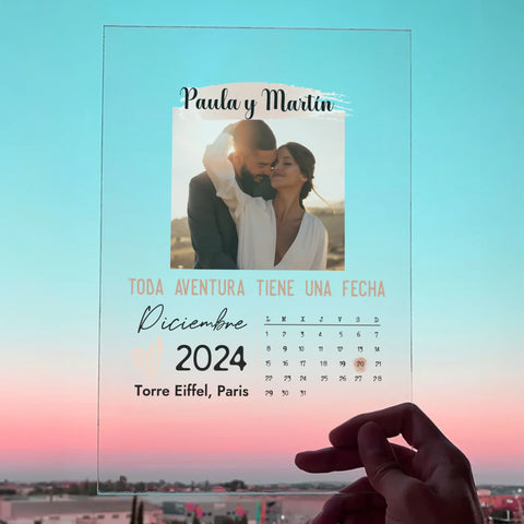 Placa metacrilato, fecha calendario