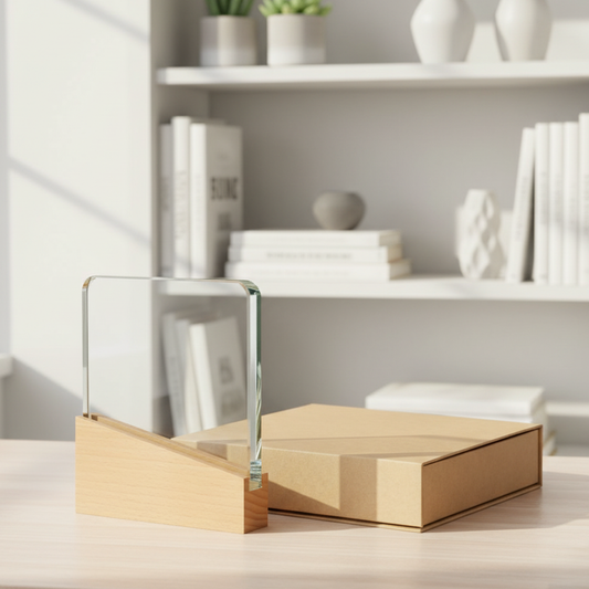 Portafotos de cristal y madera con foto personalizada