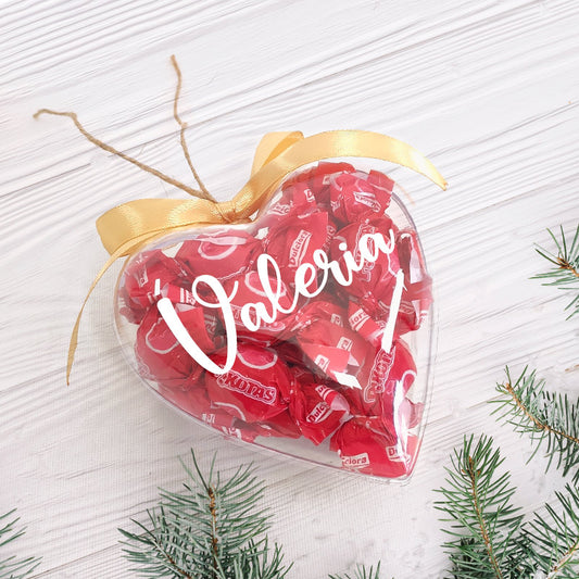 Bola en forma de corazón personalizada y rellena de picota sabor cereza