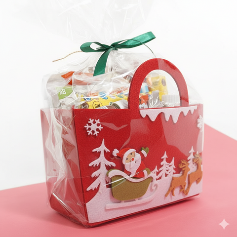 Cesta navideña con chocolates en color gris