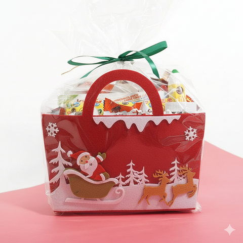 Cesta navideña con chocolates en color gris