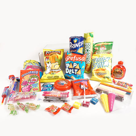 Caja golosinas y snacks vintage, modelo viejuno