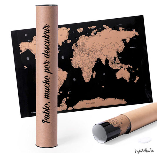 Mapamundi rascable para los más viajeros. Personalizado.
