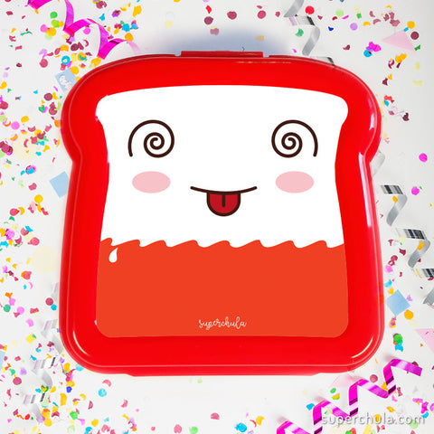 Sandwichera llena de chocolates, color rojo