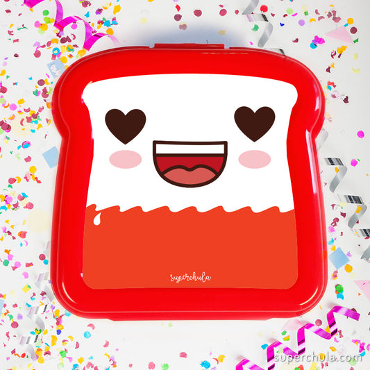 Sandwichera llena de chocolates, color rojo