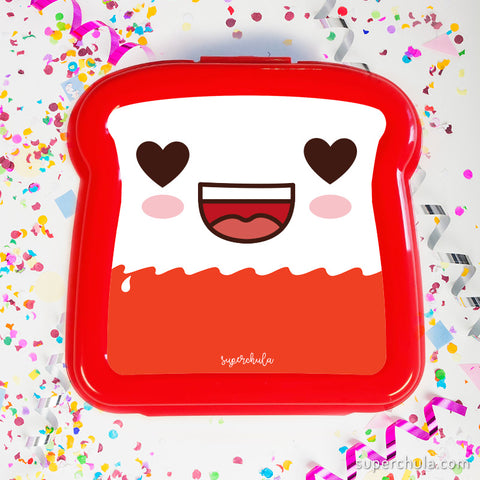 Sandwichera llena de chocolates, color rojo