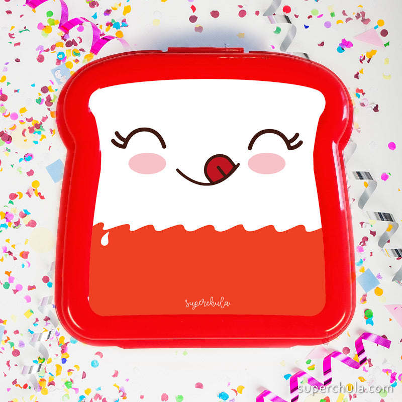 Sandwichera llena de chocolates, color rojo