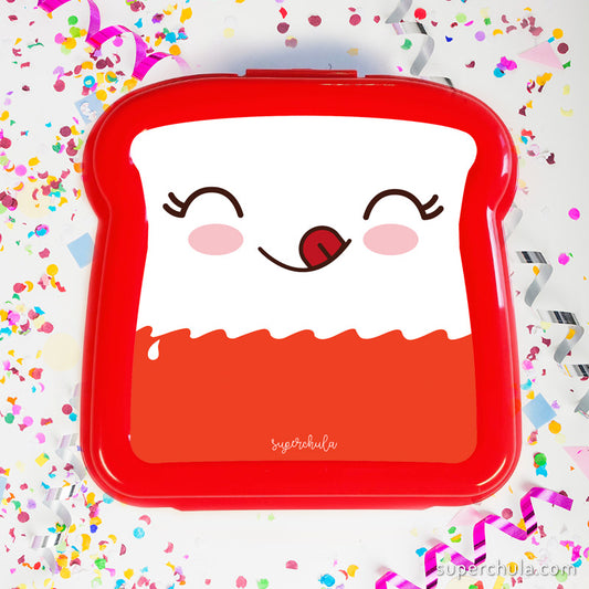 Sandwichera llena de chocolates, color rojo