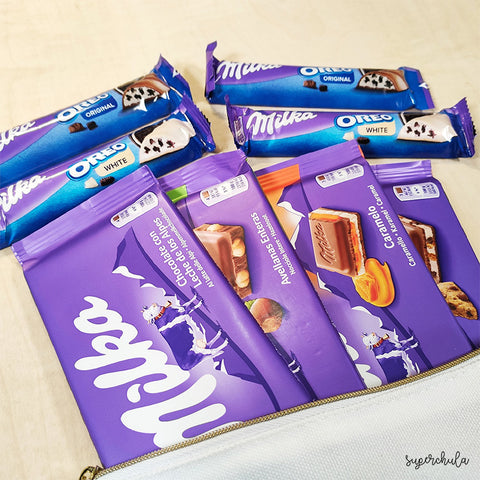 Neceser personalizado, con chocolates Milka. Perfecto como regalo